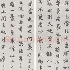 宋代 赵孟頫 行楷书《赤壁二赋 (9) (10)》毛笔书法行楷书作品图片欣赏