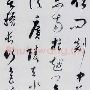 明代 娄坚 草书《娄坚书杜甫 李白诗十首(13)》毛笔书法草书作品图片欣赏