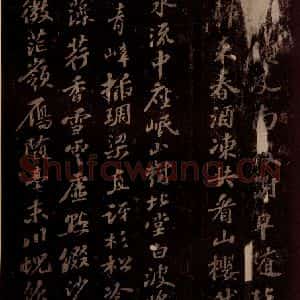 宋代 苏轼《杜甫奉观严郑公厅事岷山沲江画图(诗)》毛笔书法作品图片欣赏