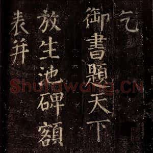 唐代 颜真卿 楷书《乞御书题放生池碑额表 之一》毛笔书法楷书作品图片欣赏