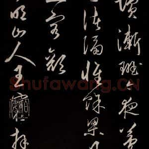 明代 王守仁 草书《龙江留别白楼七律五首 之十五》毛笔书法草书作品图片欣赏