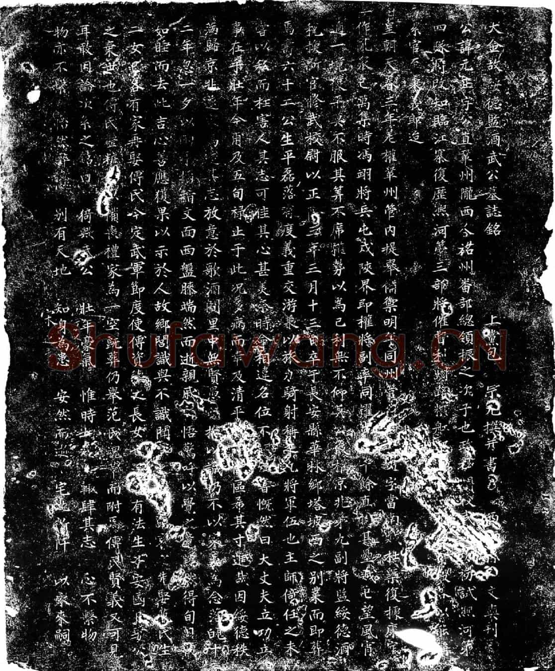 金武元正墓誌(大金故绥德监酒武公墓誌铭)