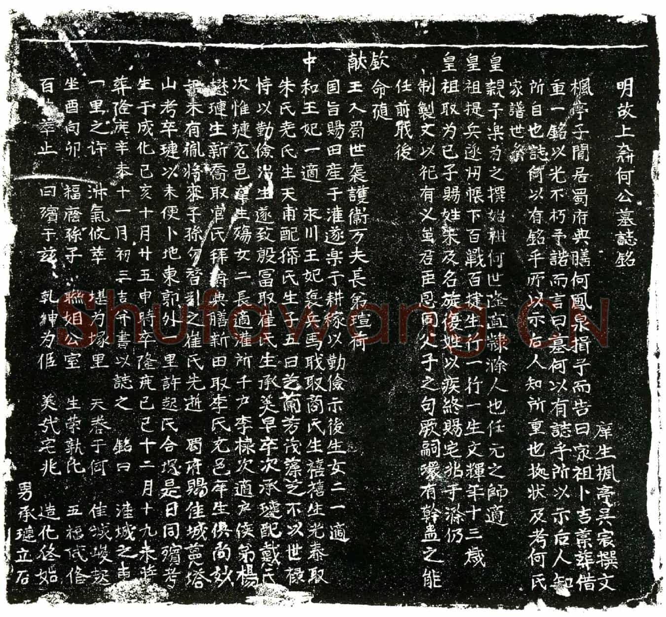 明何芝墓誌(明故上〓（寿）何公墓誌铭╱          庠生枫亭吴宸撰文╱)