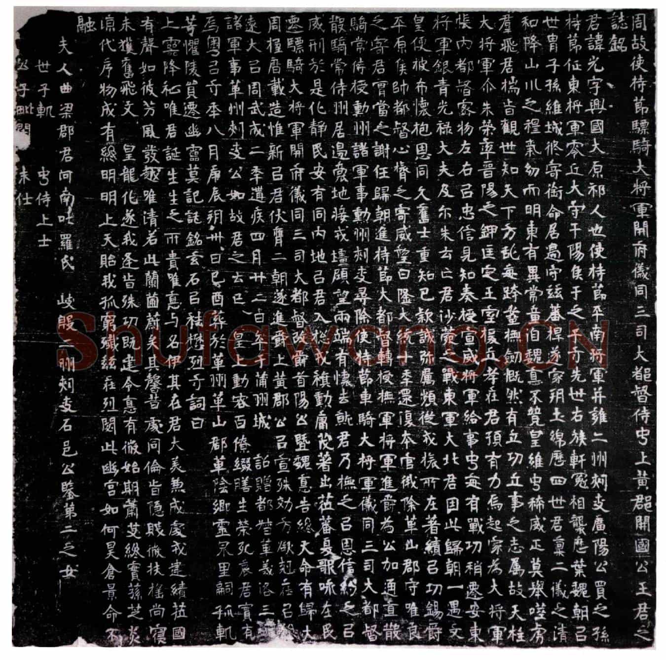 北朝王光墓誌(周故使持节骠骑大将军开府仪同三司大都督侍中上黄郡开国公王君之誌铭)