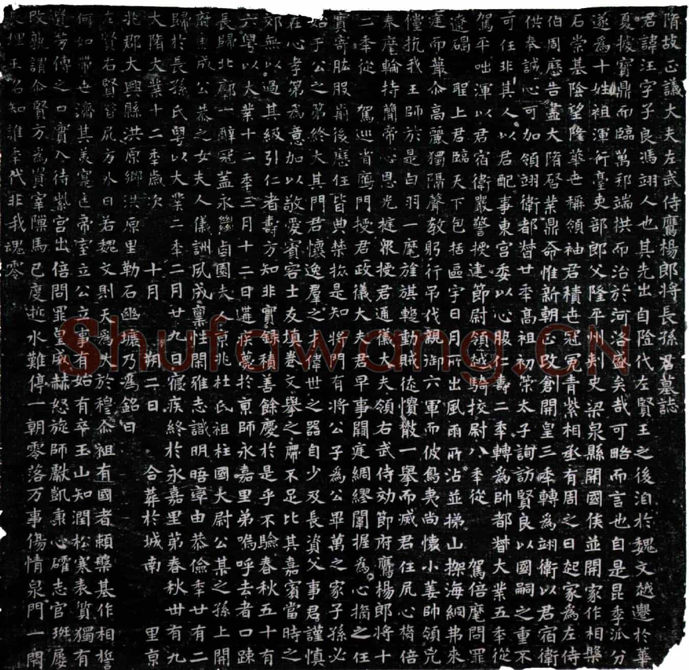 隋长孙汪墓誌(隋故正议大夫左武侍鹰扬郎将长孙君墓誌)