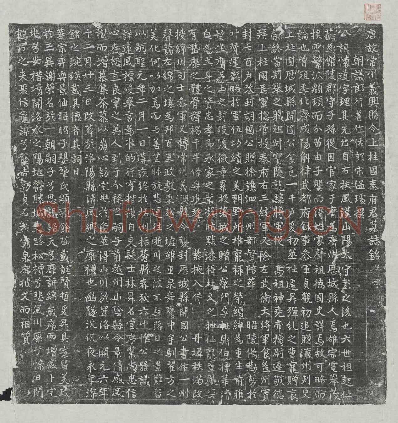 唐秦怀道墓誌(唐故常州义兴县令上柱国秦府君墓誌铭并序)
