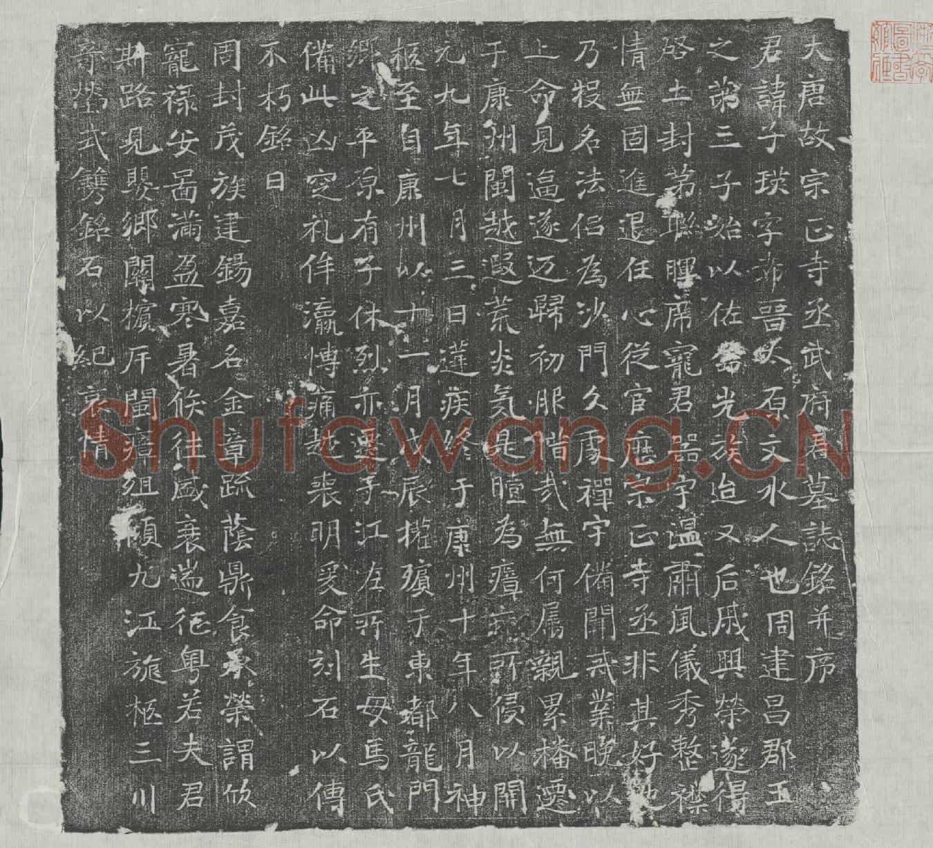 唐武子瑛墓誌(大唐故宗正寺丞武府君墓誌铭并序)