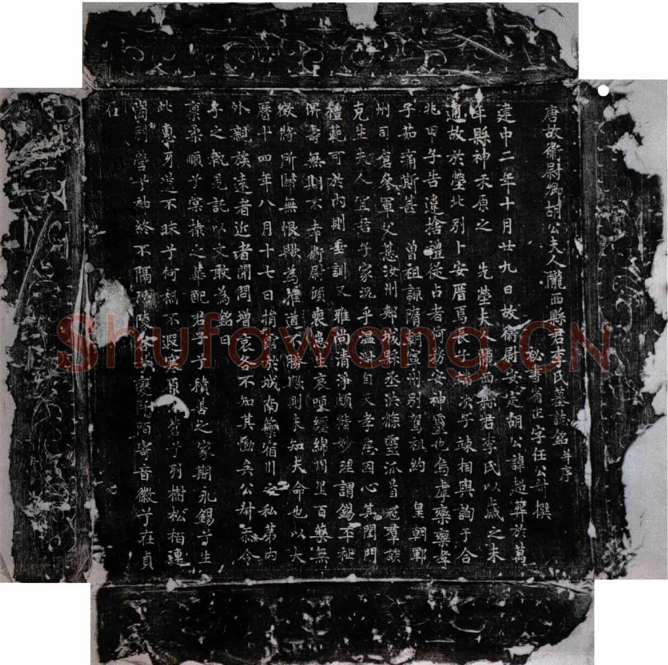 唐胡超夫人李氏墓誌(唐故卫尉卿胡公夫人陇西县君李氏墓誌铭并序)