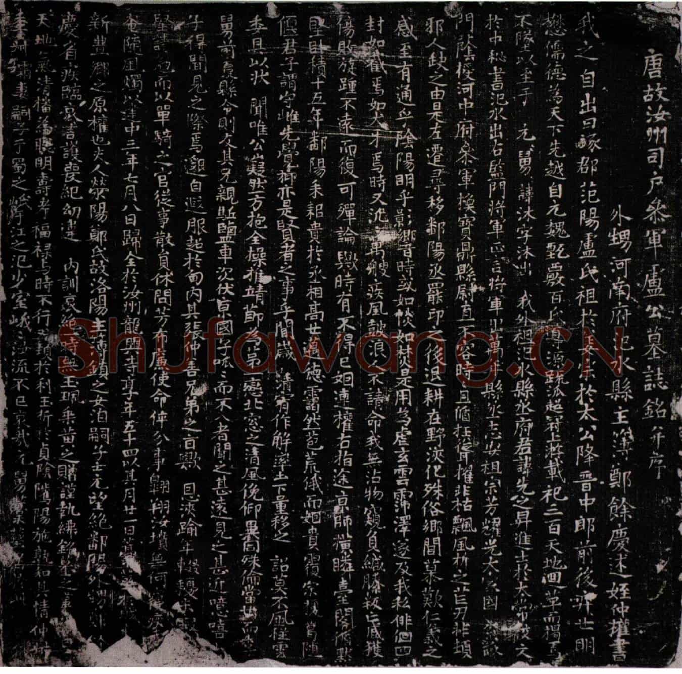 唐卢沐墓誌(唐故汝州司户参军卢公墓誌铭并序)