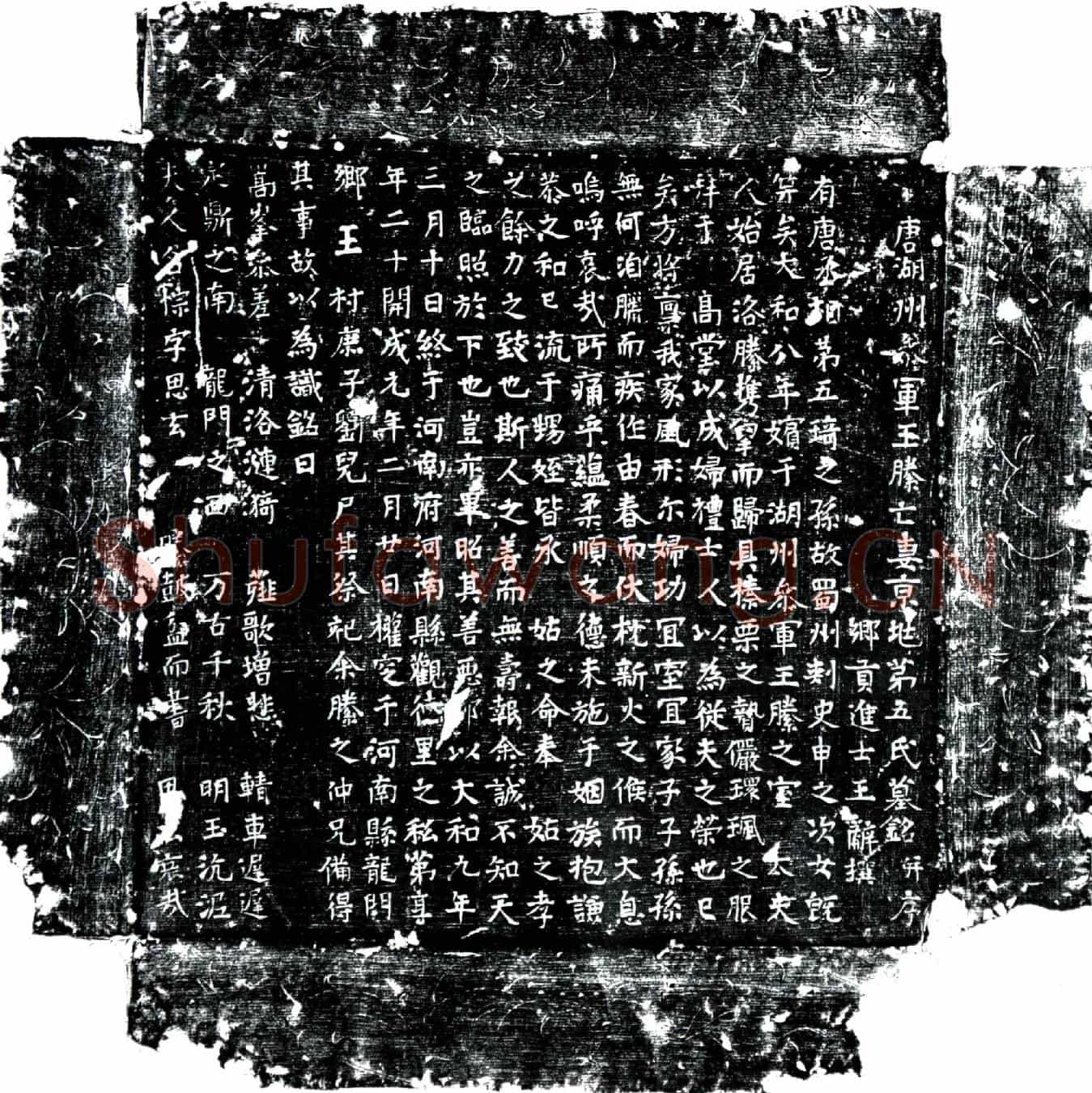 唐第五悰墓誌(唐湖州参军王縢亡妻京兆第五氏墓铭并序)