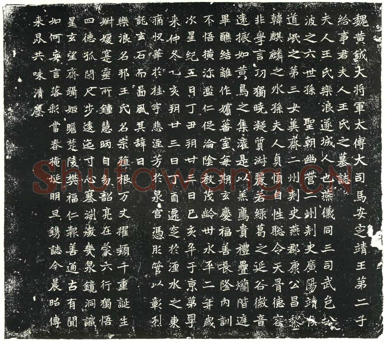 北朝元愿平妻王氏墓誌(魏黄钺大将军太傅大司马安定靖王第二子给事君夫人王氏之墓誌)
