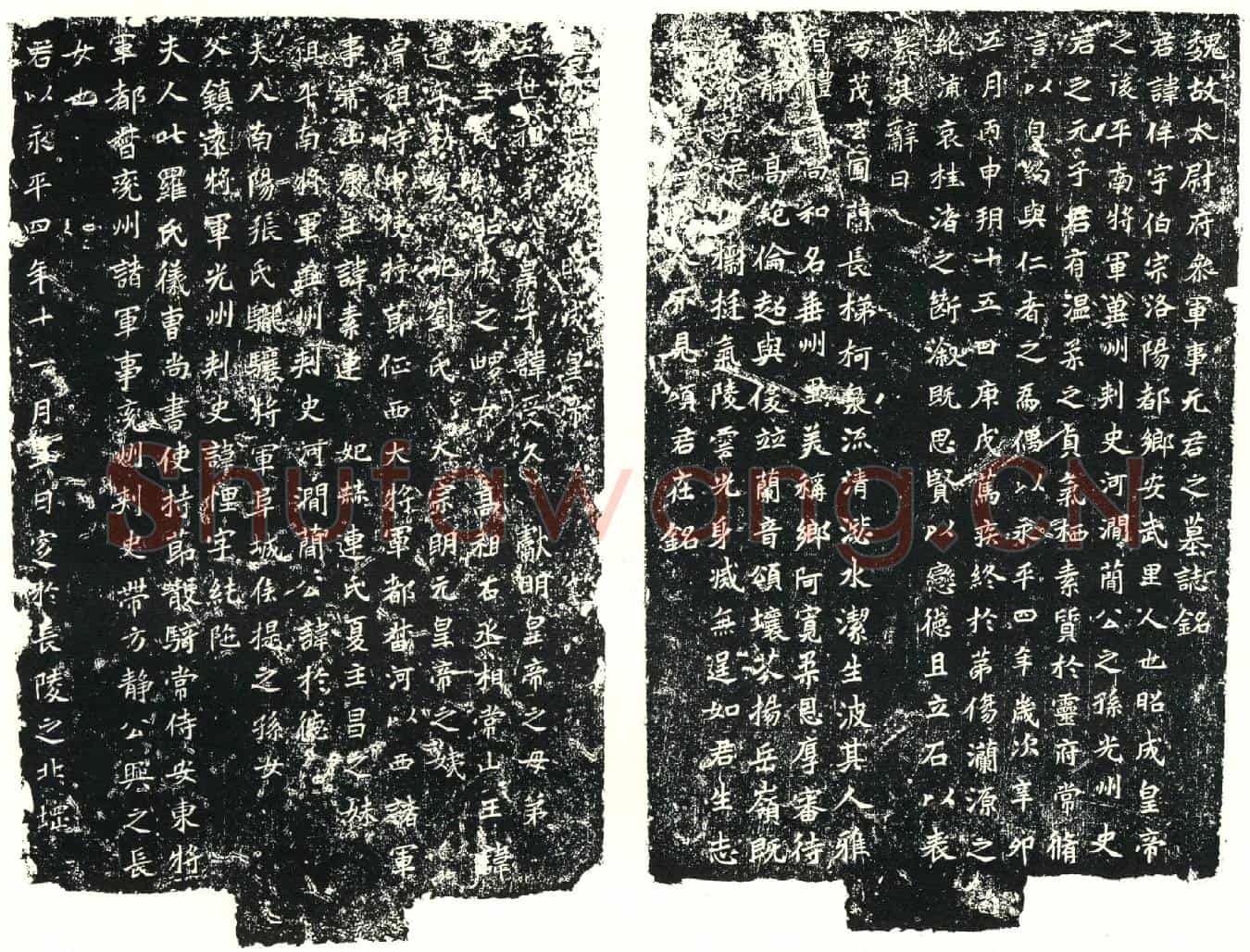 北朝元侔墓誌(魏故太尉府参军事元君之墓誌铭)