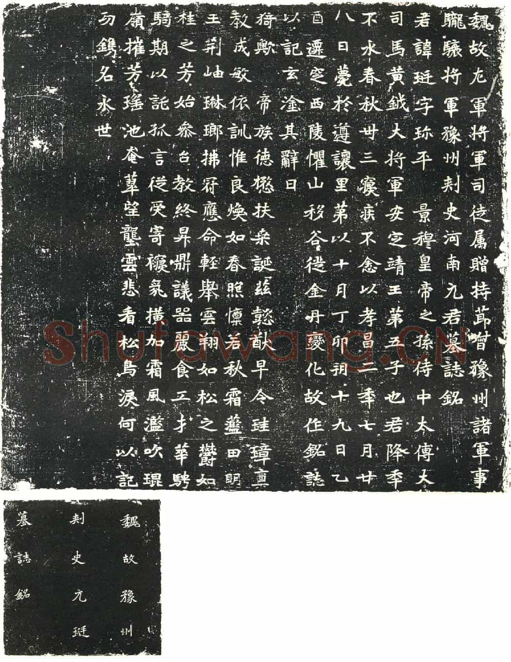 北朝元珽墓誌(魏故左军将军司徒属赠持节督豫州诸军事䮾骧将军豫州刺史河南元君墓誌铭)