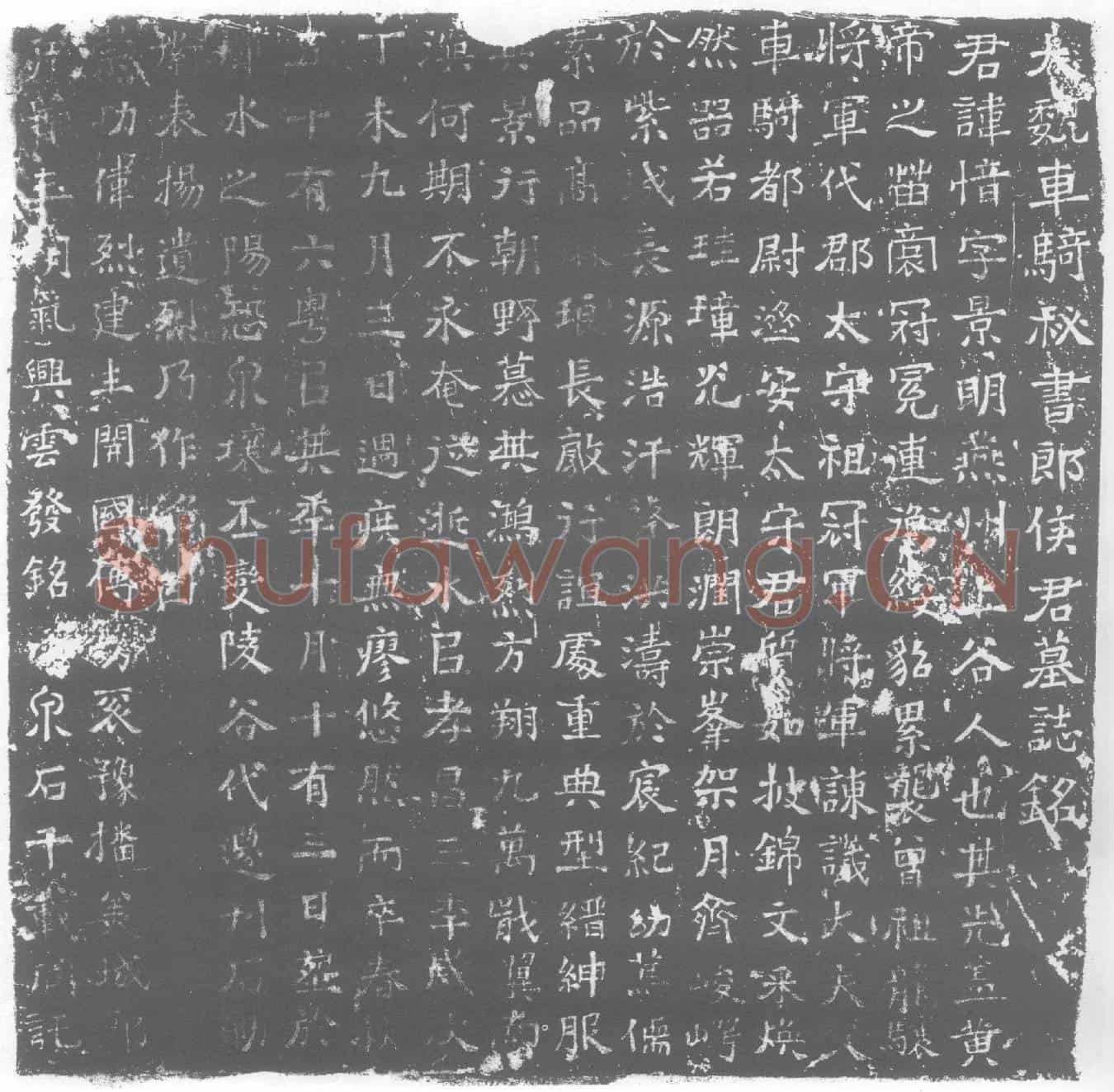 北朝侯愔墓誌(大魏车骑秘书郎侯讨墓誌铭)