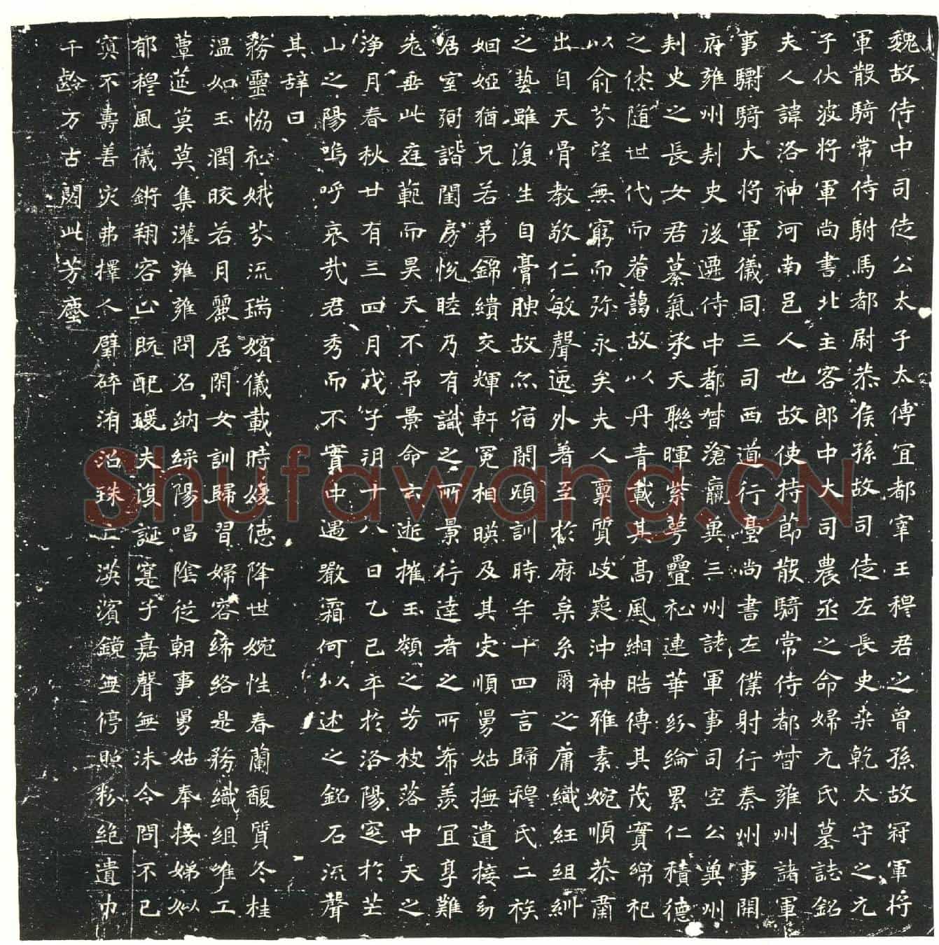 北朝元洛神墓誌(魏故侍中司徒公太子太傅宜都宰王穆君之曾孙故冠军将军散骑常侍驸马都尉恭侯孙故司徒左长史桑乾太守之元子伏波将军尚书北主客郎中大司农丞之命妇元氏墓誌铭)
