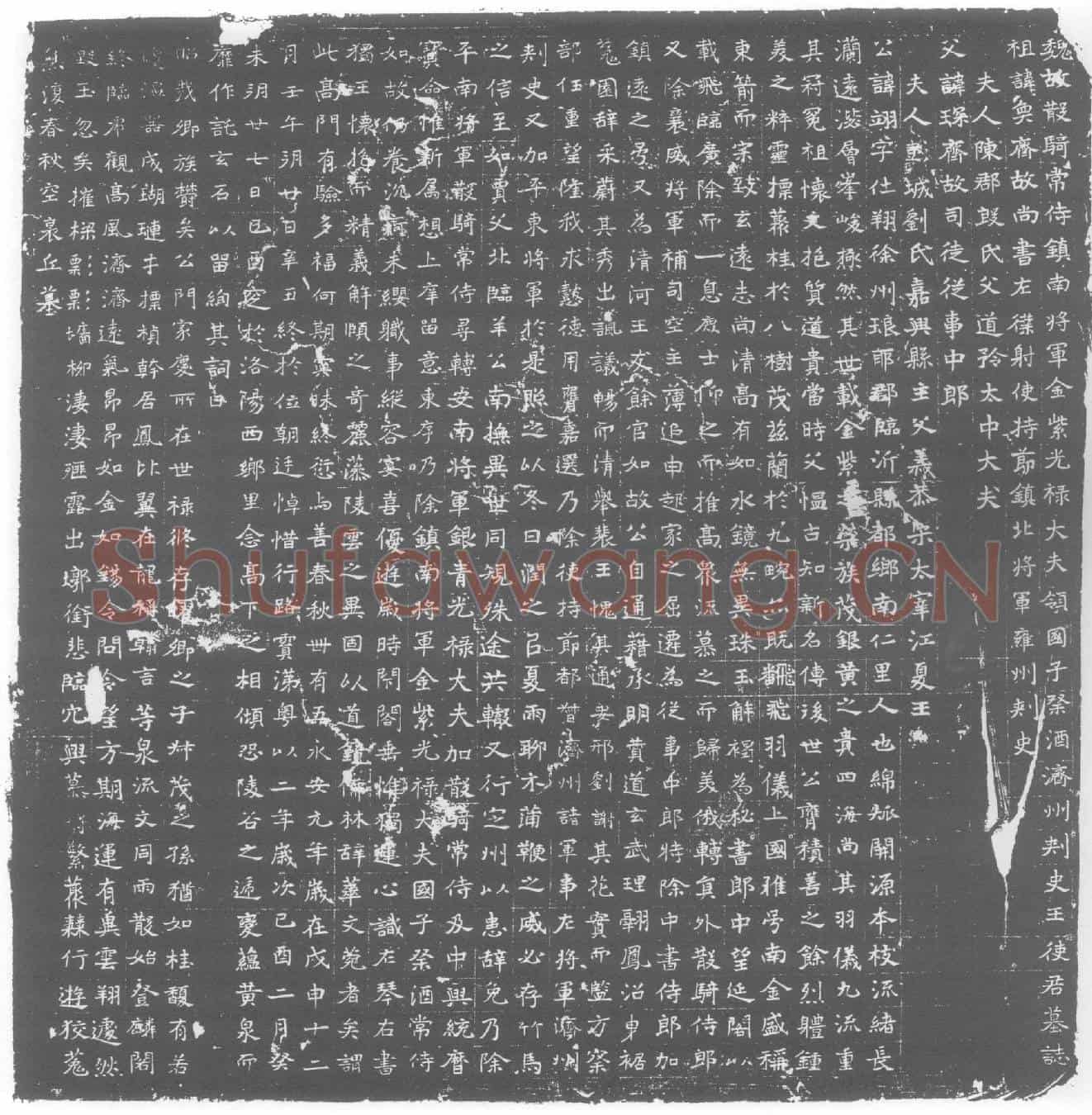 北朝王翊墓誌(魏故散骑常侍镇南将军金紫光禄大夫领国子祭酒济州刺史王使君墓誌)
