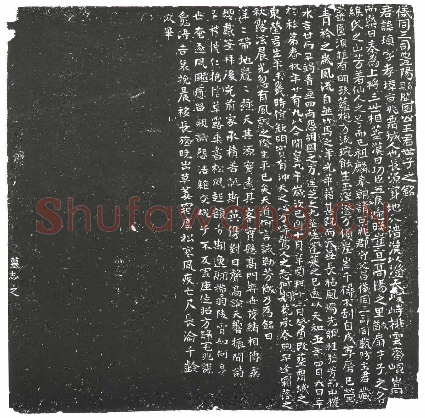 隋王瑱墓誌(仪同三司丰阳县开国公王君世子之铭)