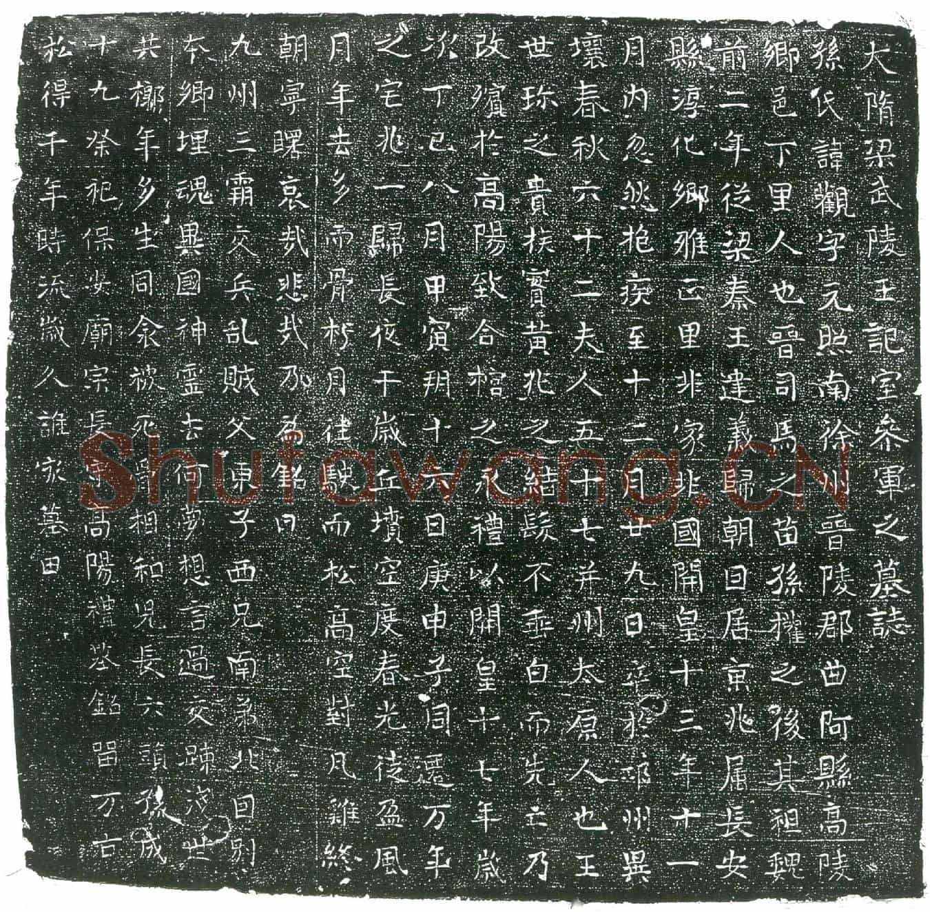 隋孙观；孙观妻王氏墓誌(大隋粱武陵王记室参军之墓誌)