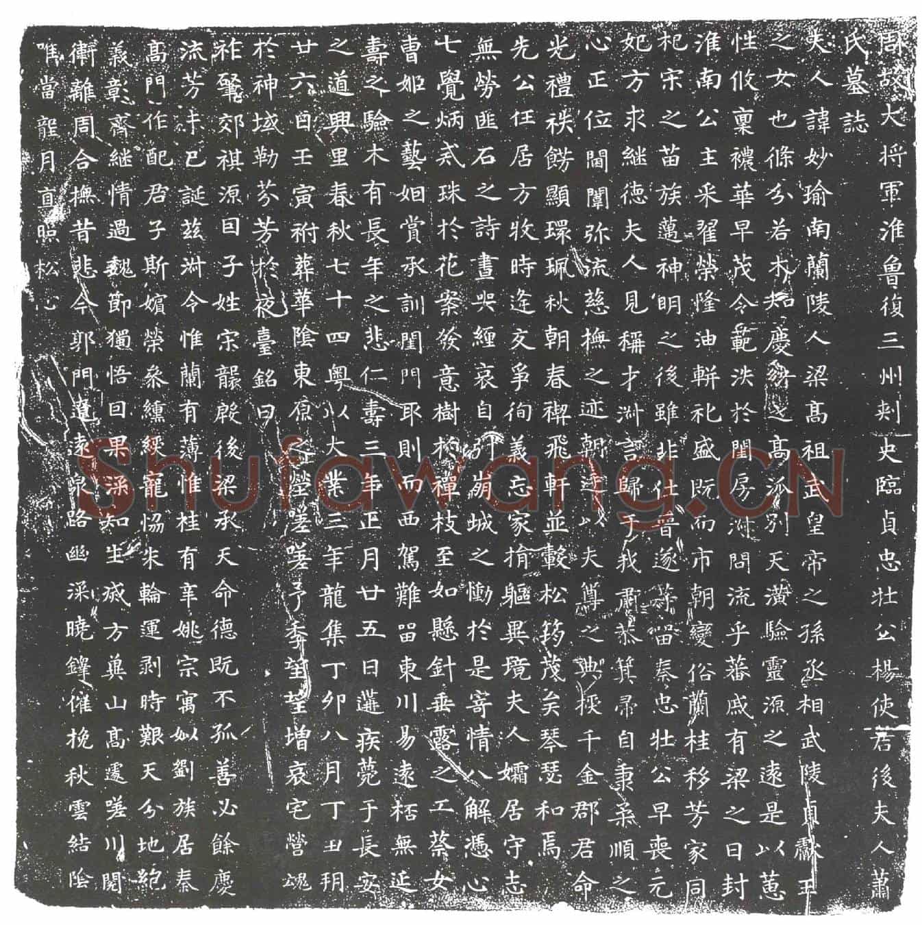 隋萧妙瑜墓誌(周故大将军淮鲁复三州刺史临贞忠壮公杨使君后夫人萧氏墓誌)