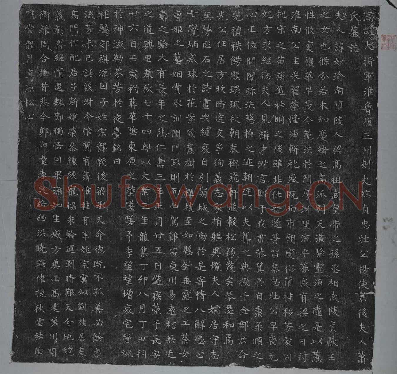 隋萧妙瑜墓誌(周故大将军淮鲁复三州刺史临贞忠壮公杨使君后夫人萧氏墓誌)