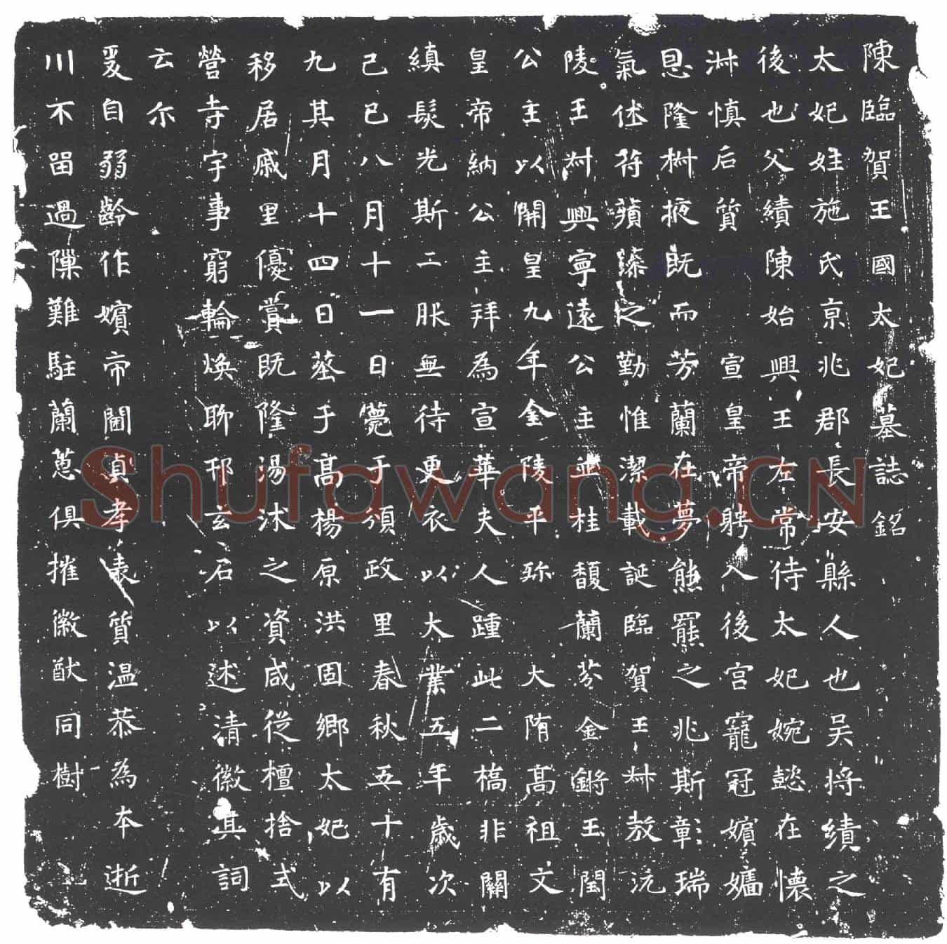 隋施太妃墓誌(陈临贺王国太妃墓誌铭)