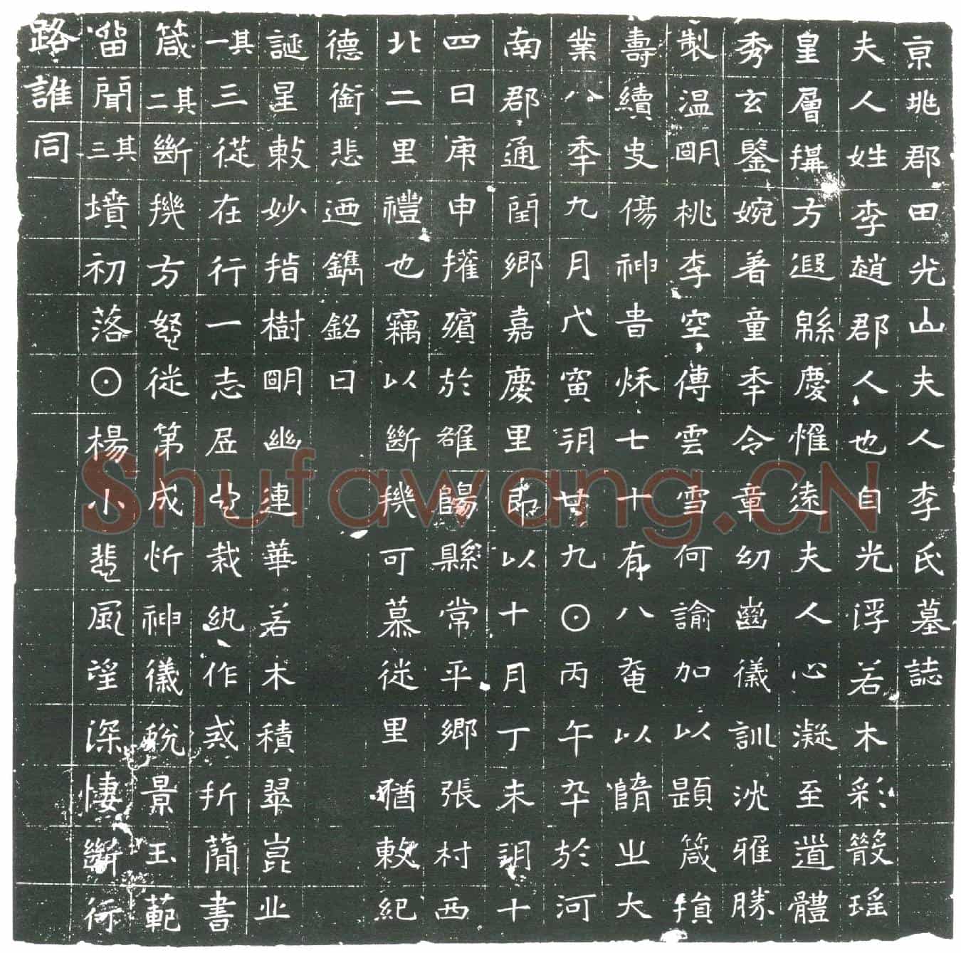 隋田光山妻李氏墓誌(京兆郡田光山夫人李氏墓誌)