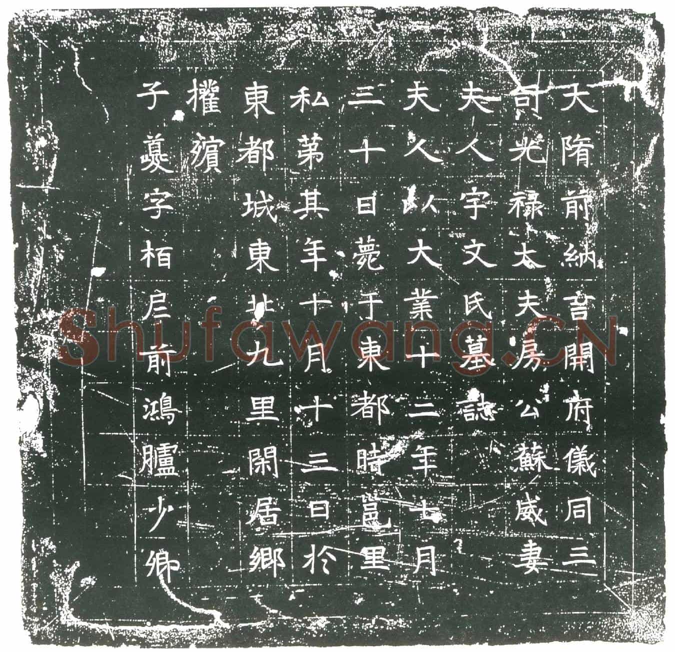隋苏威妻宇文氏墓誌(大隋前纳言闻府仪同三司光禄大夫房公苏威妻夫人宇文氏墓誌)