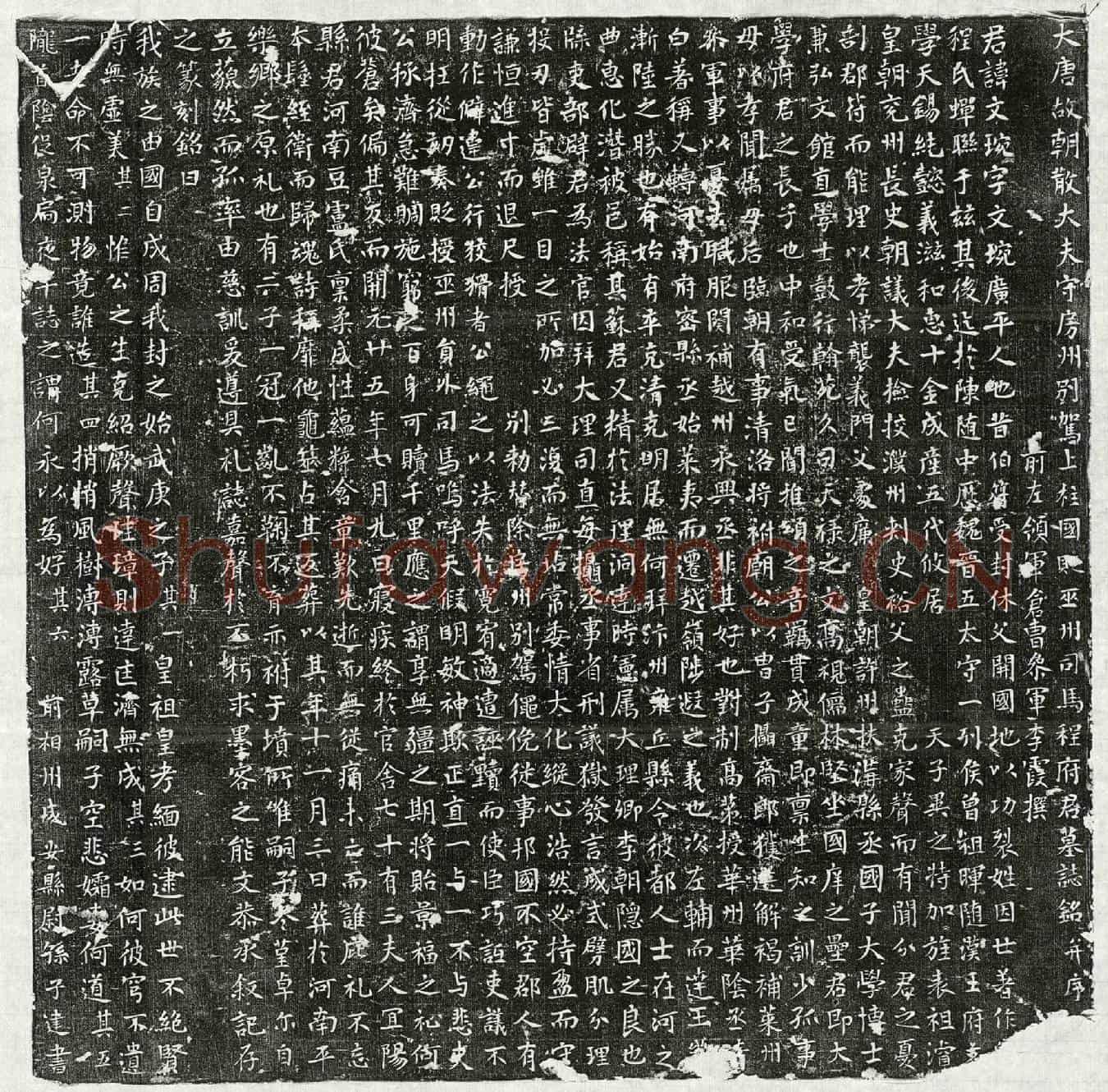 唐程文琬墓誌(大唐故朝散大夫守房州别驾上柱国贬巫州司马程府君墓誌铭并序)