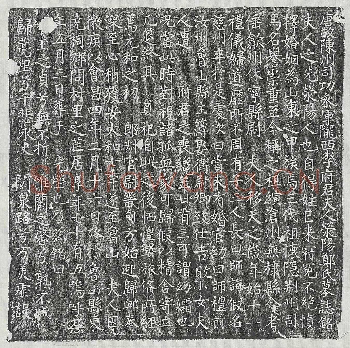 唐李君妻郑氏墓誌(唐故陈州司功参军陇西李府君夫人荥阳郑氏墓誌铭)