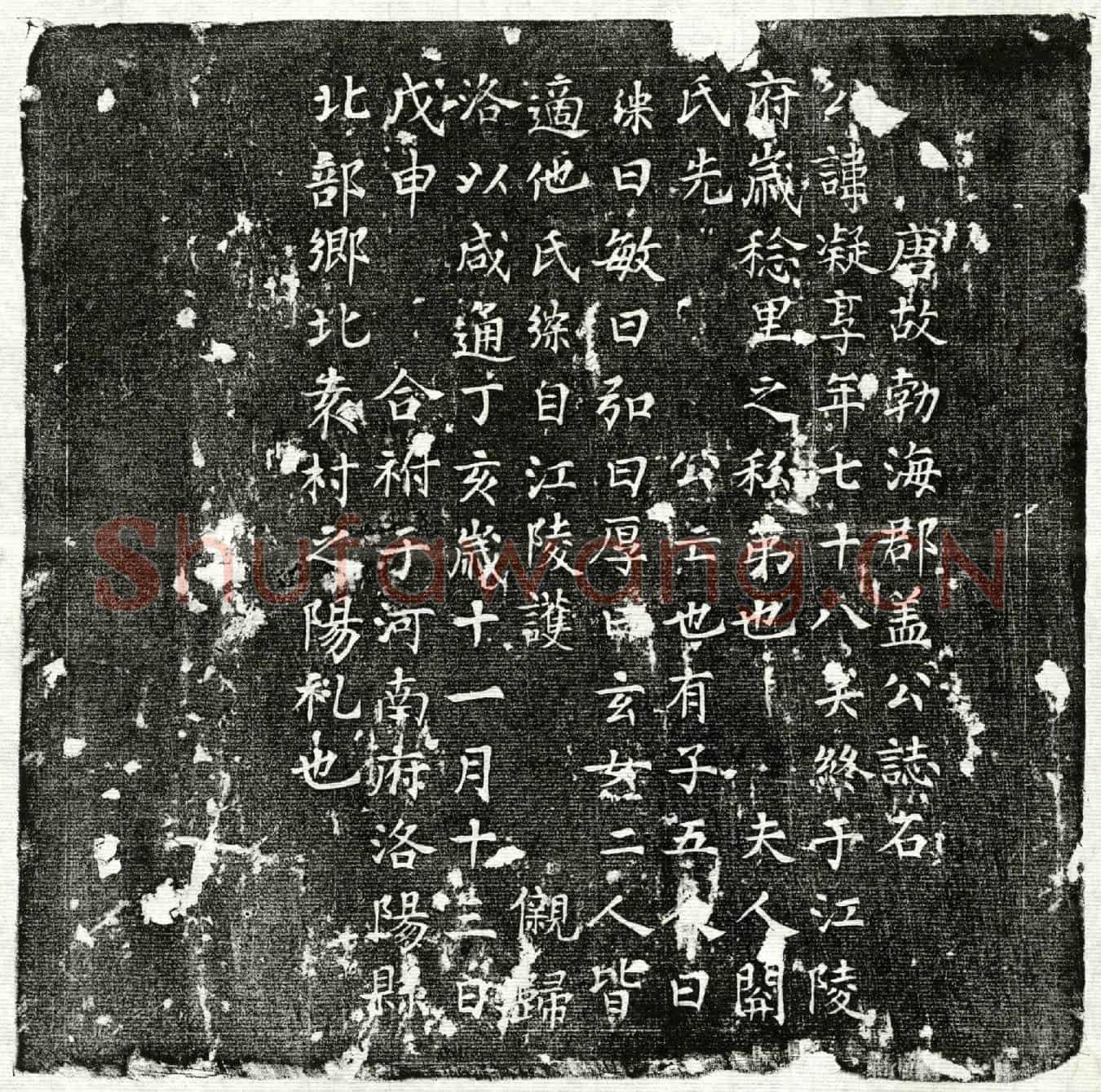 唐盖凝墓誌(唐故渤海郡盖公誌石)
