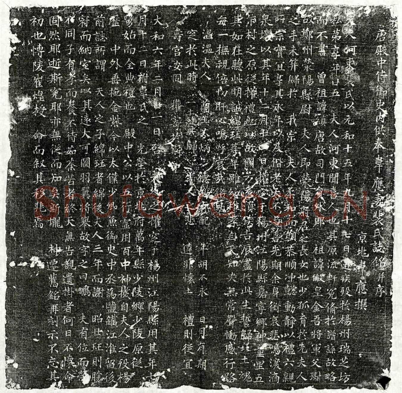 唐韦应妻裴氏墓誌(唐殿中侍御史内供奉韦应妻裴氏誌铭并序)