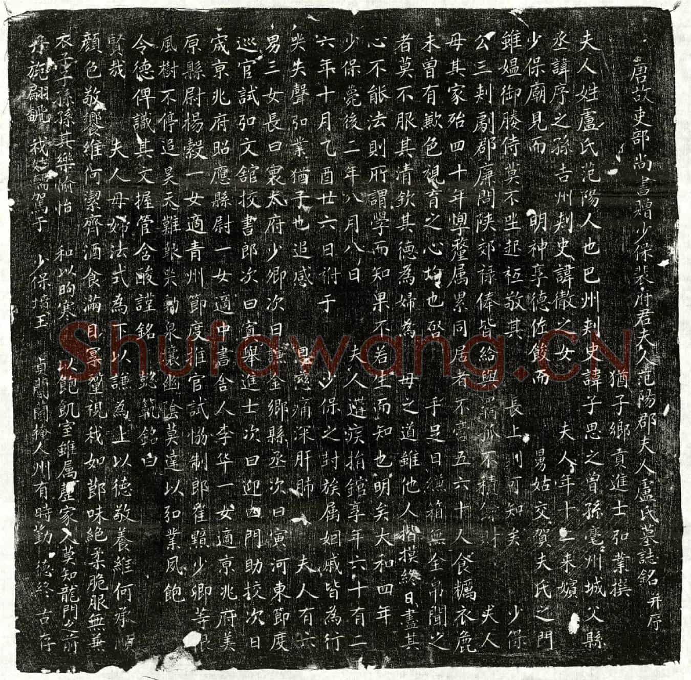 唐裴向妻卢氏墓誌(唐故吏部尚书赠少保裴府君夫人范阳郡夫人卢氏墓誌铭并序)