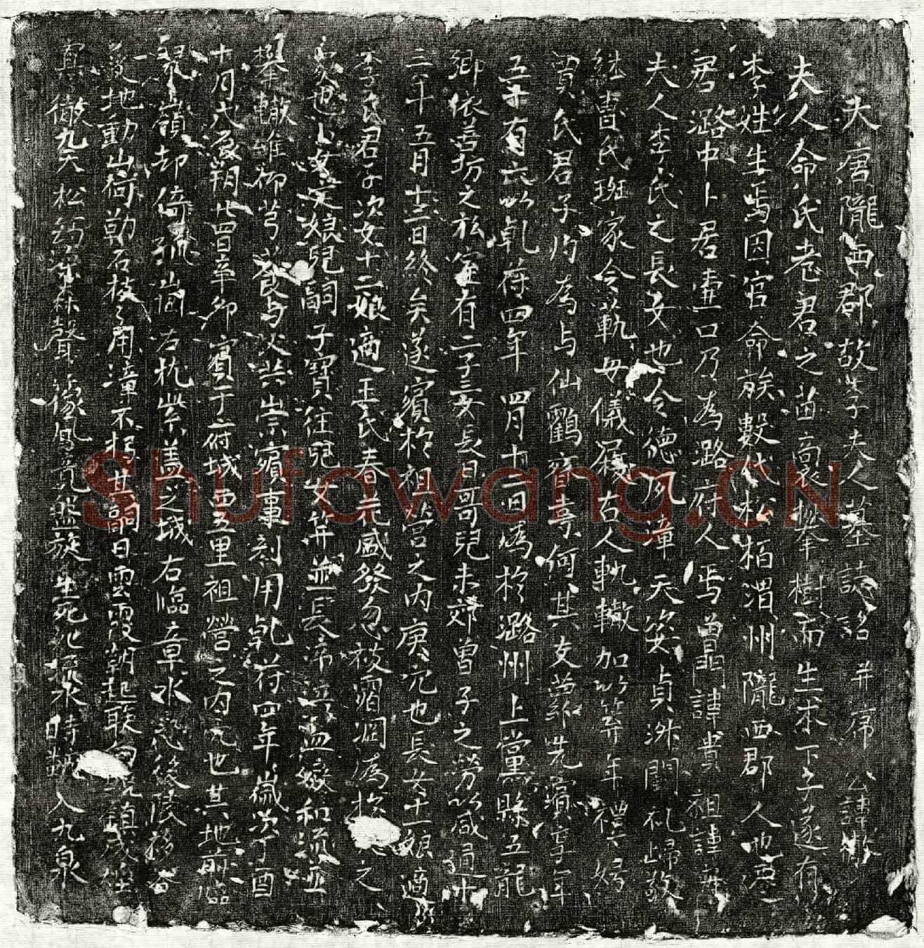唐贾彻妻李氏墓誌(大唐陇西郡故李夫人墓誌铭并序)