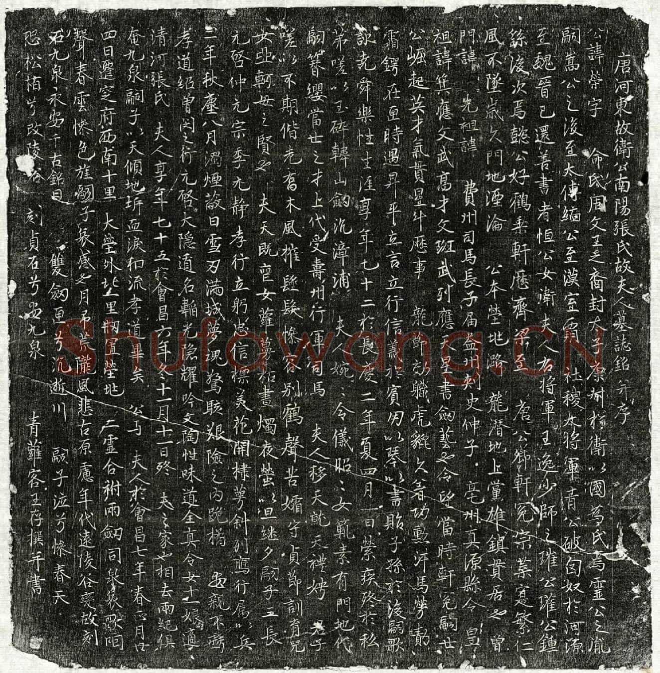 唐卫荣、卫荣妻张氏墓誌(唐河东故卫公南阳张氏故夫人墓誌铭并序)