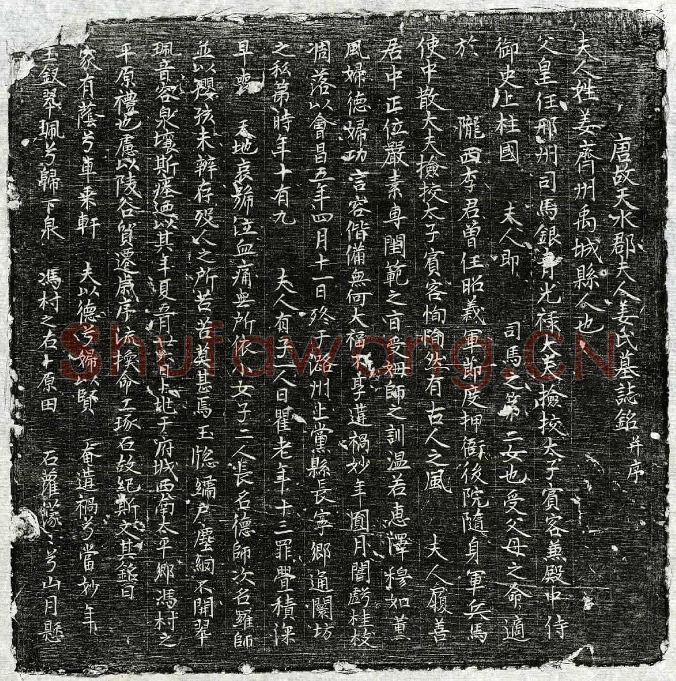 唐李君妻姜氏墓誌(唐故天水郡夫人姜氏墓誌铭并序)
