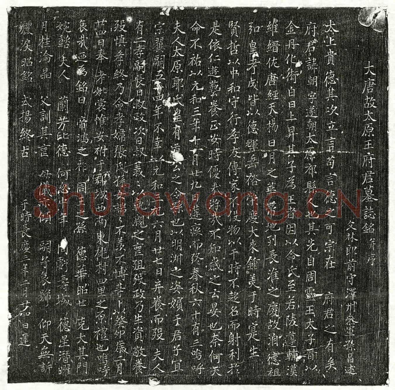 唐王朝墓誌(大唐故太原王府君墓誌铭并序)