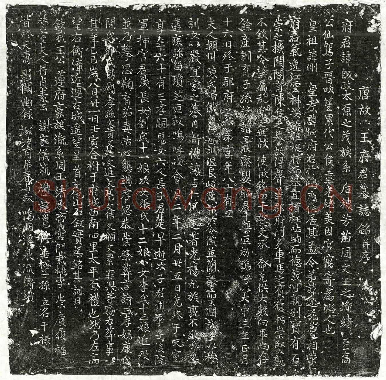 唐王皈政墓誌(唐故王府君墓誌铭并序)