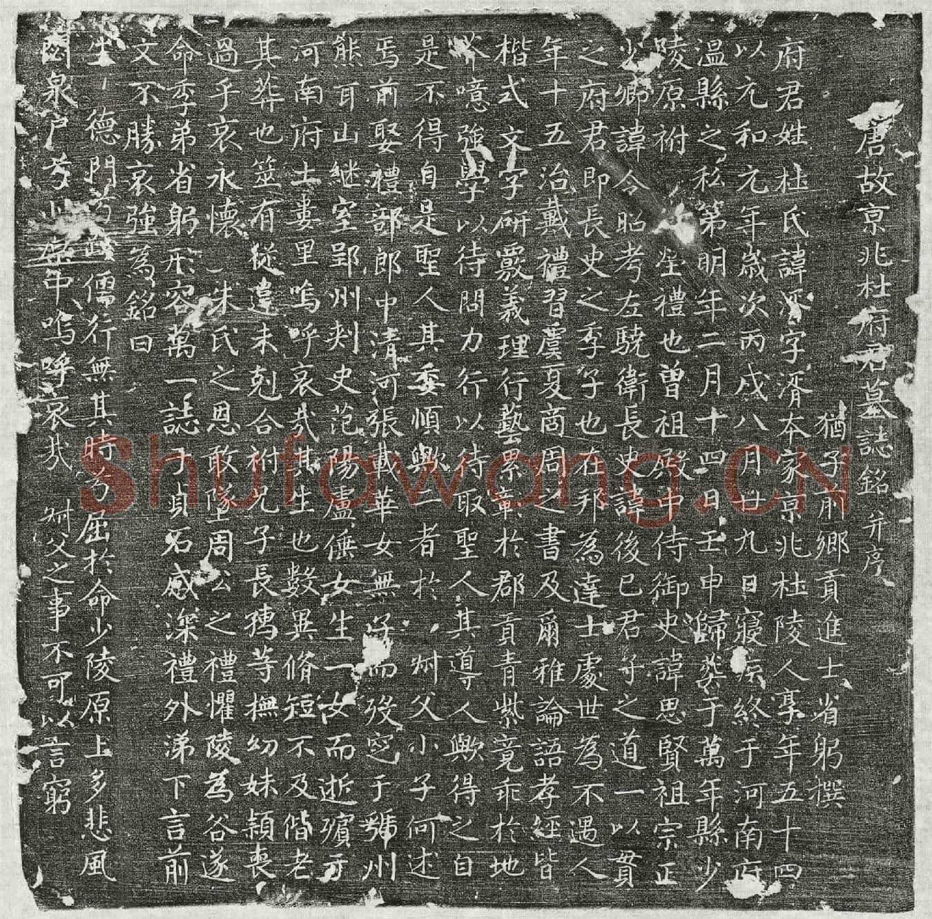 唐杜湑墓誌(唐故京兆杜府君墓誌铭并序)