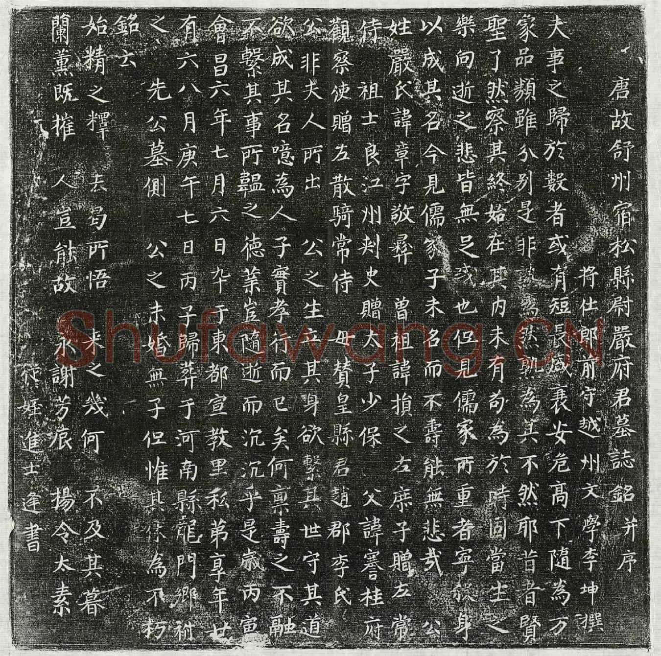 唐严章墓誌(唐故舒州宿松县尉严府君墓誌铭并序)