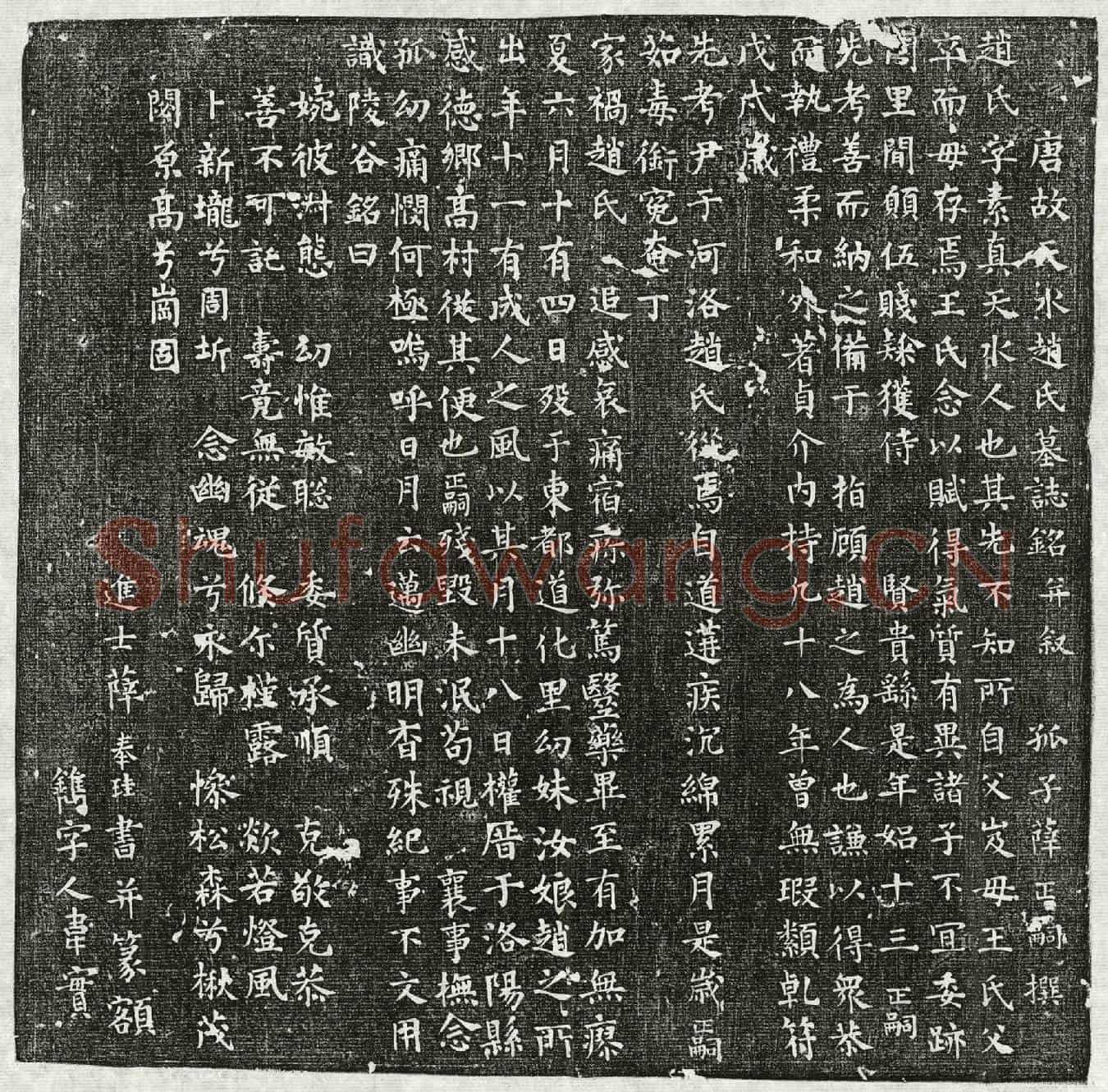唐薛君妻赵素真墓誌(唐故天水赵氏墓誌铭并叙)