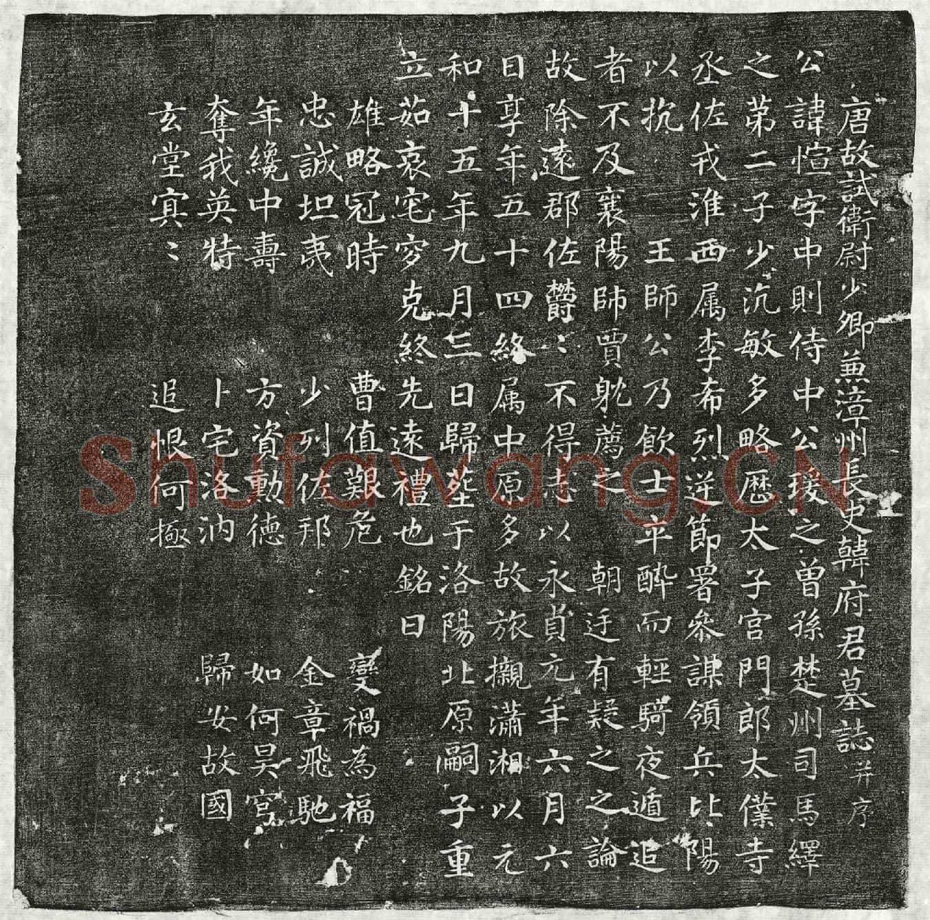 唐韩愃墓誌(唐故试卫尉少卿兼漳州长史韩府君墓誌并序)