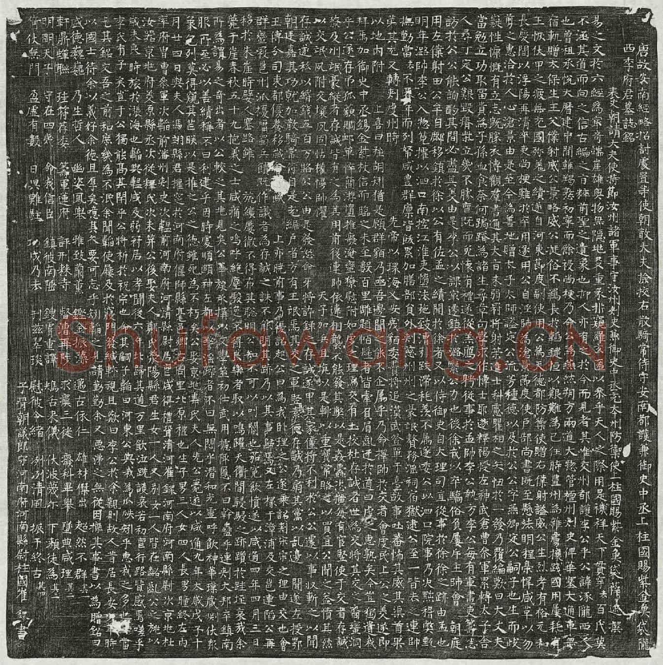 唐李涿墓誌(唐故安南经略招讨处置等使朝散大夫检校右散骑常侍守安南都护兼御史中丞上柱国赐紫金鱼袋陇西李府君墓誌铭)