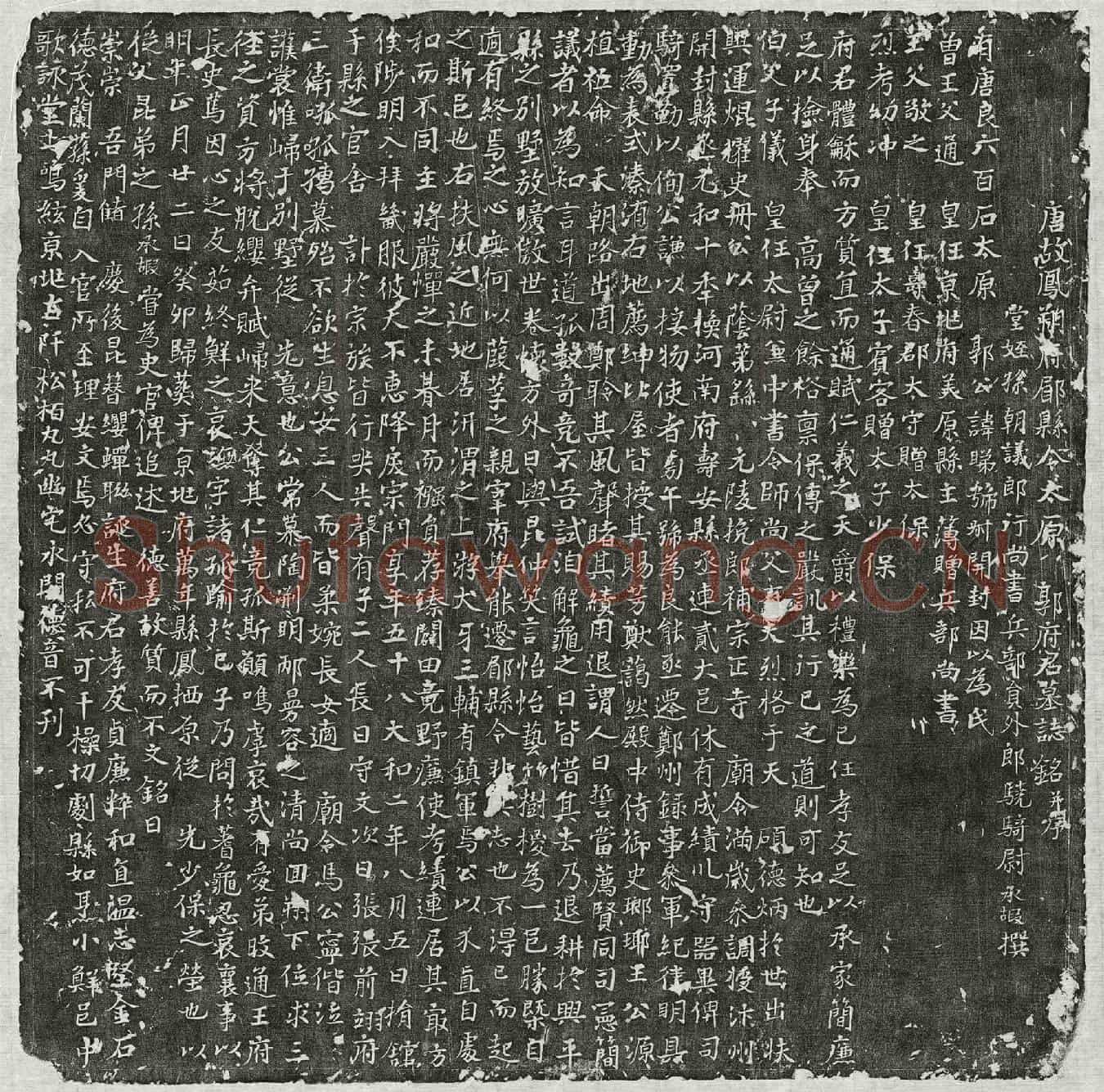 唐郭睇墓誌(唐故凤翔府郿县令太原郭府君墓誌铭并序)