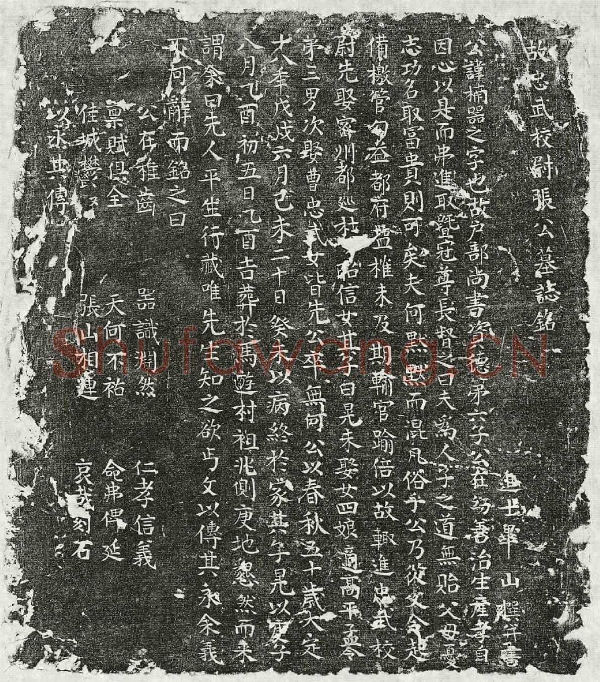 金张楠墓誌(故忠武校尉张公墓誌铭)