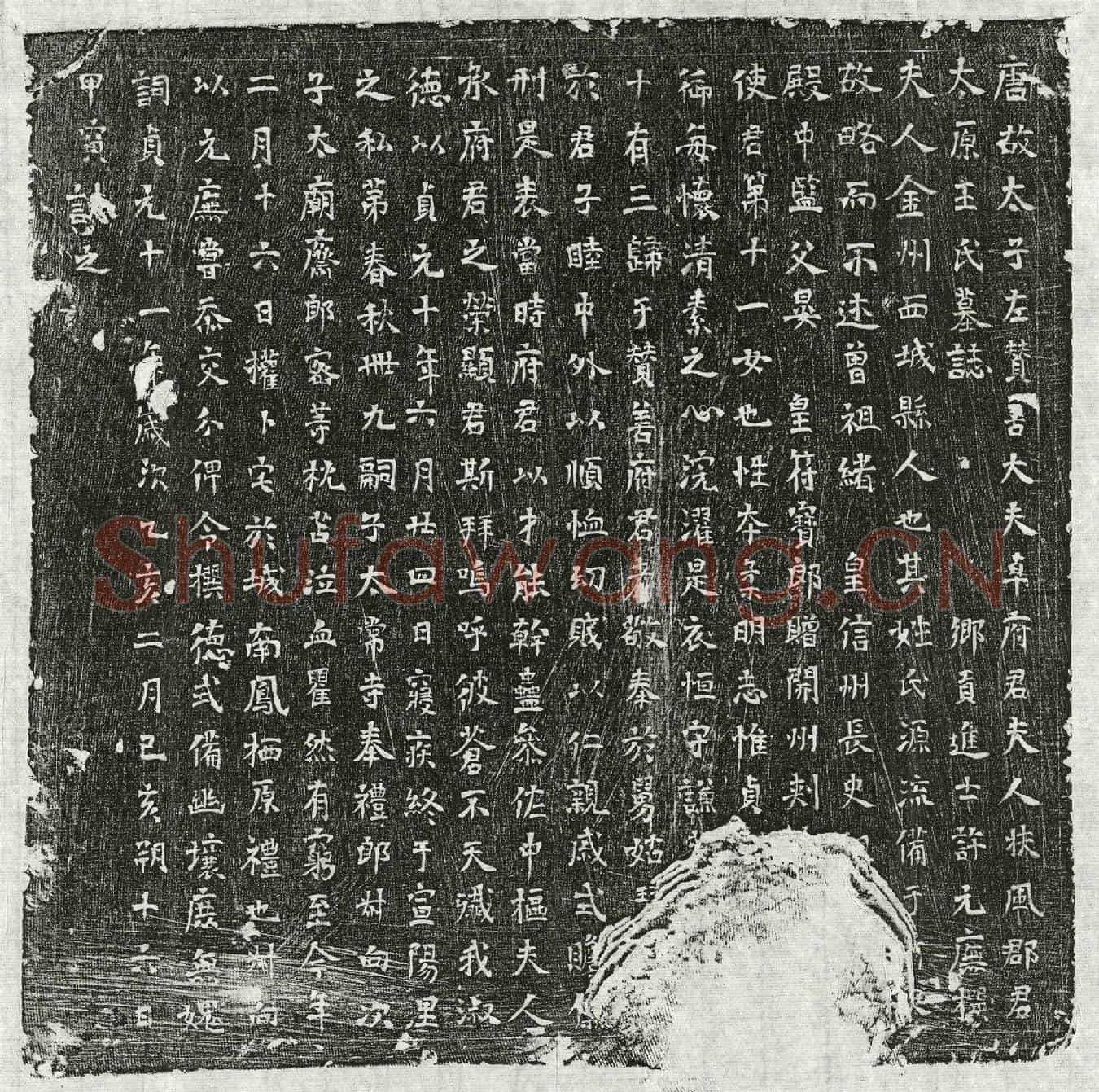 唐卓君妻王氏墓誌(唐故太子左赞善大夫卓府君夫人扶风郡君太原王氏墓誌)