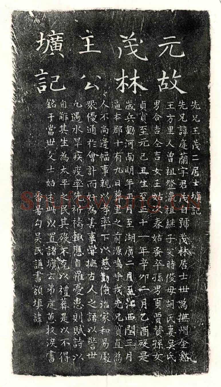 元王庭兰墓誌(先兄王茂二居士圹记)
