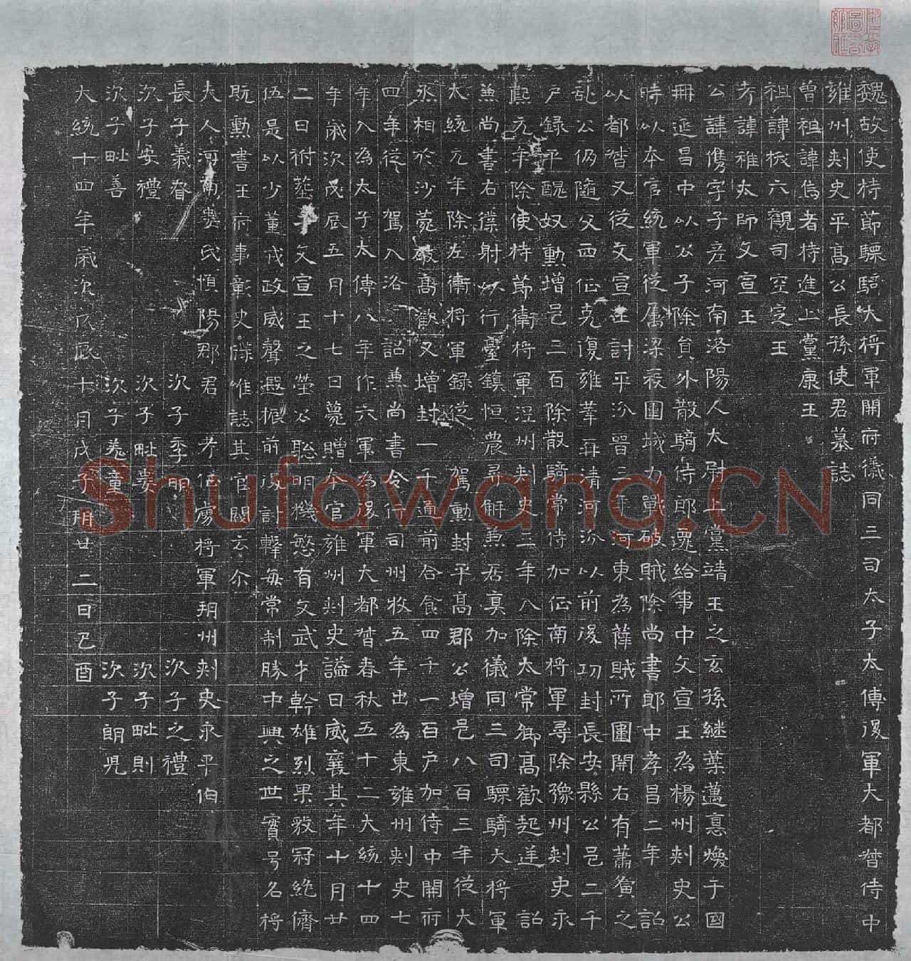 北朝长孙儁墓誌(魏故使持节骠骑大将军开府仪同三司太子太傅后军大都督侍中雍州刺史平高公长孙使君墓誌)