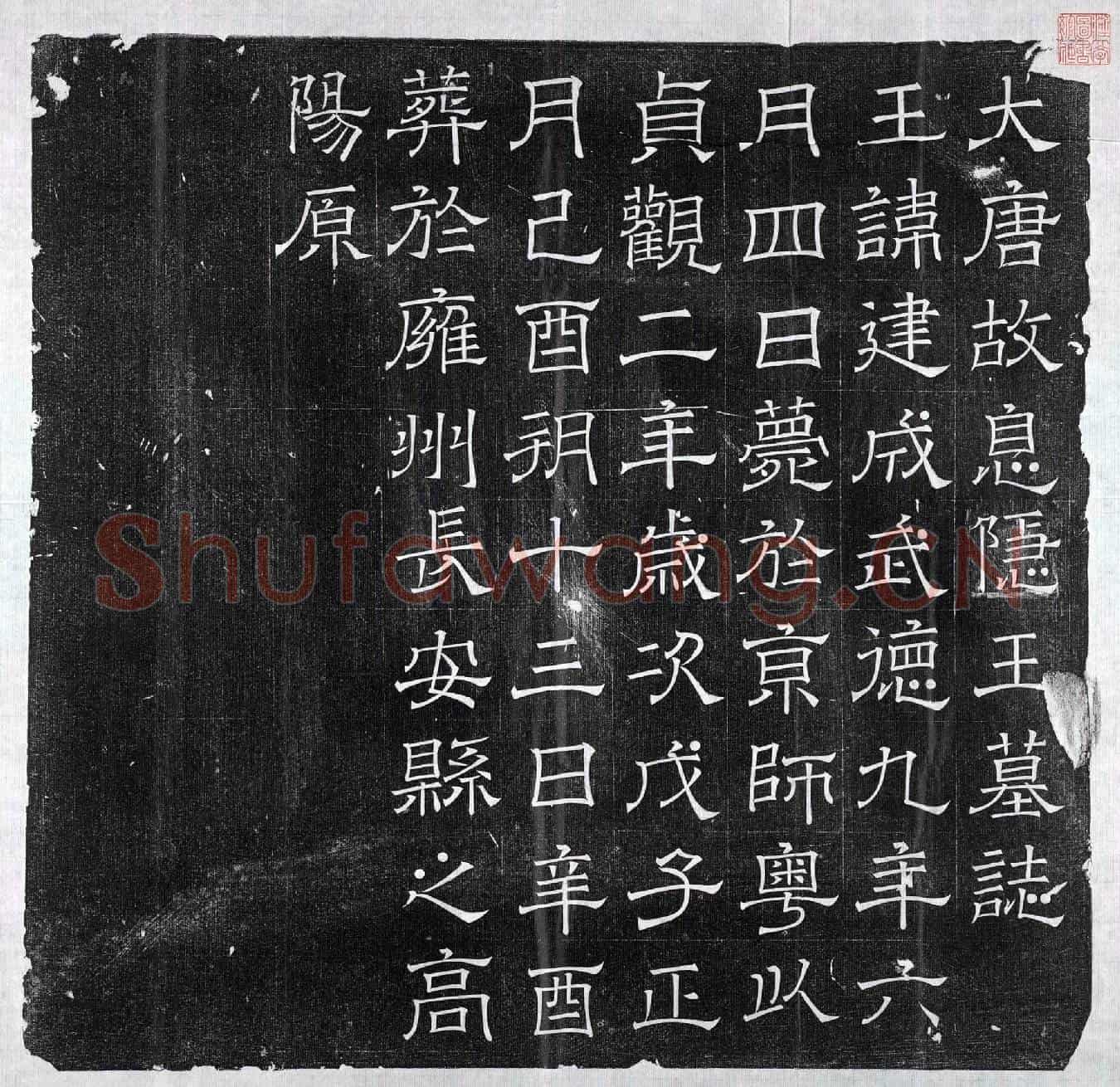 唐李建成墓誌(大唐故息隐王墓誌)