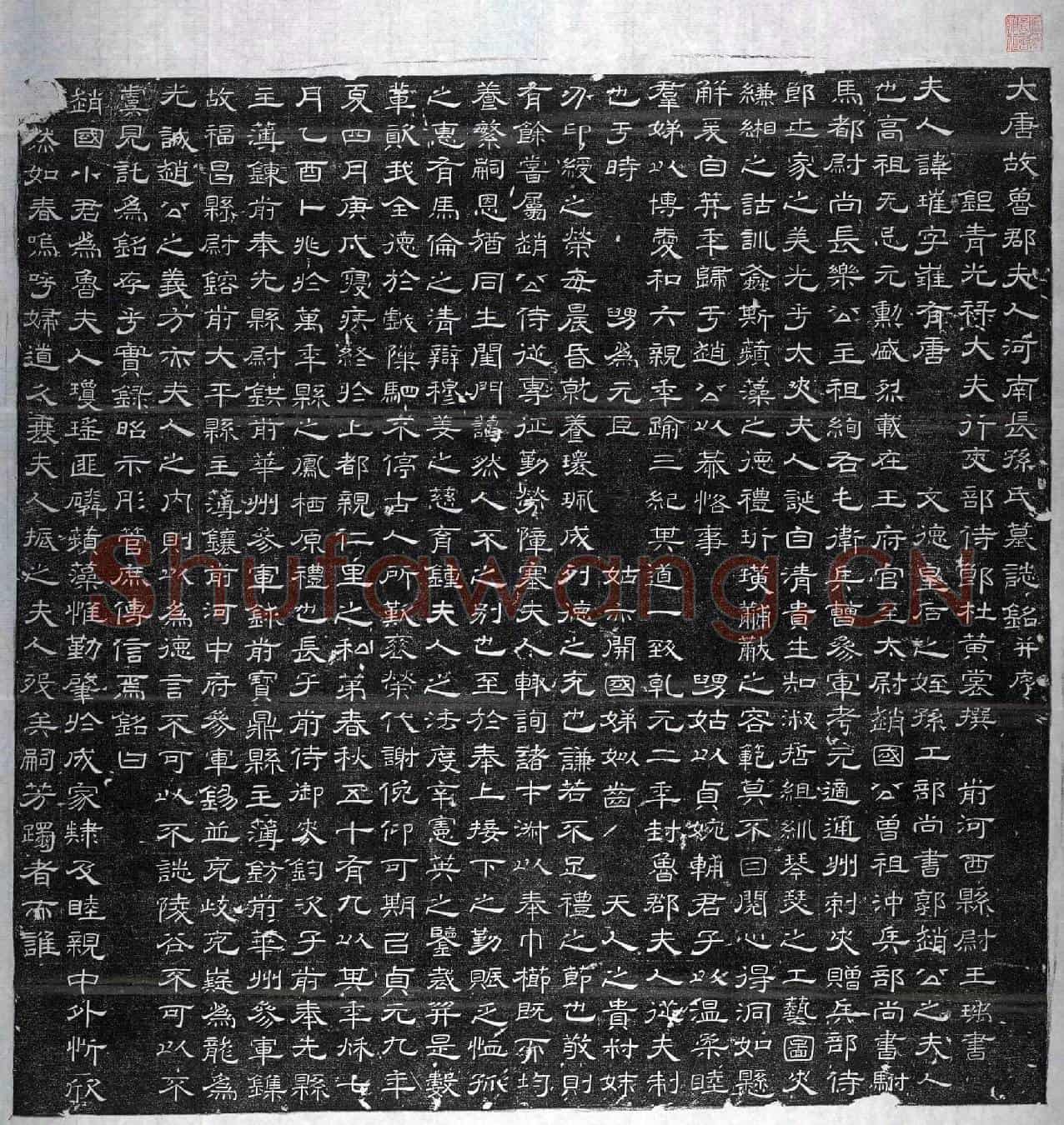 唐长孙璀墓誌(大唐故鲁郡夫人河南长孙氏墓誌铭并序)