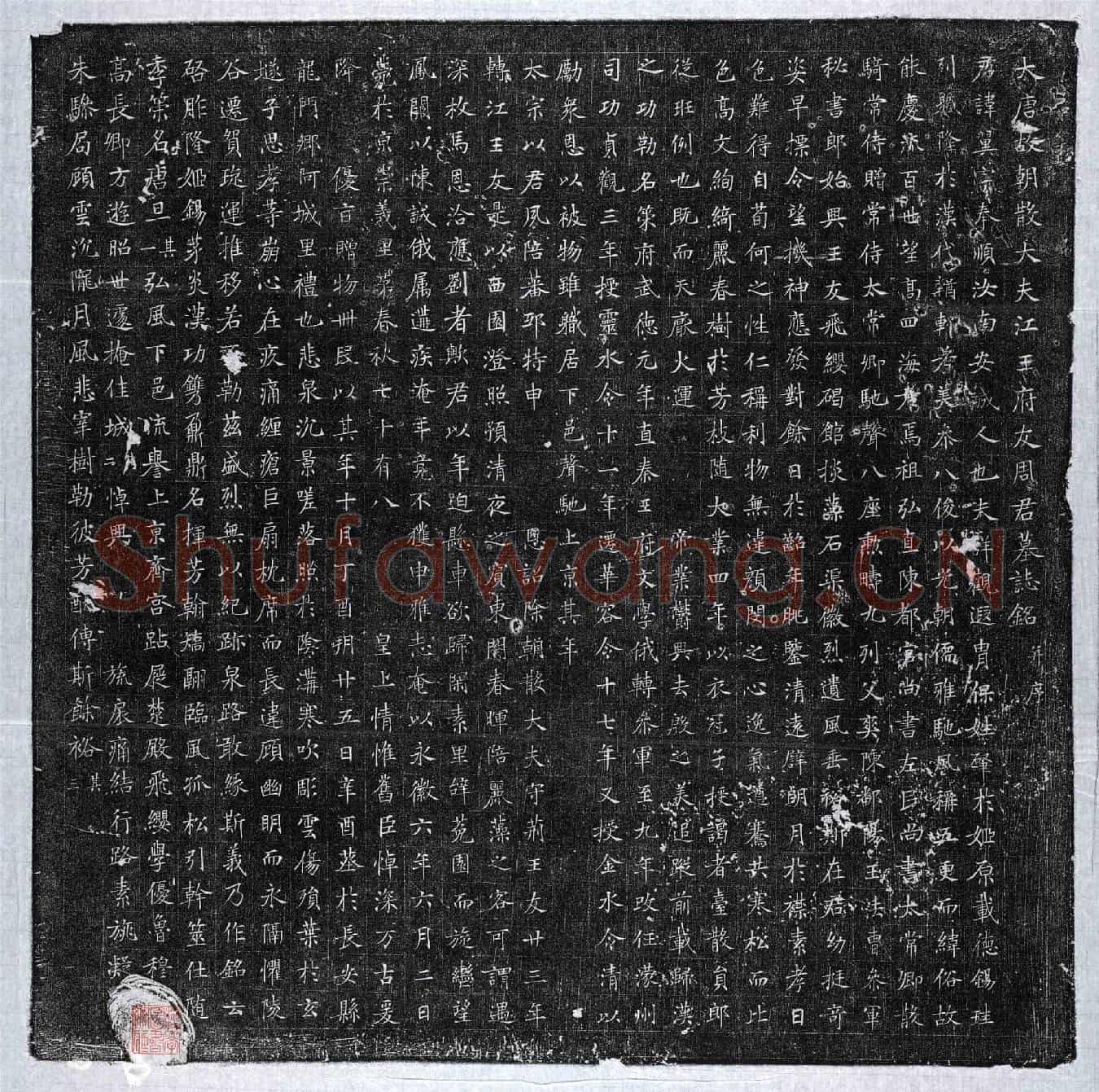 唐周翼墓誌(大唐故朝散大夫江王府友周君墓誌铭并序)